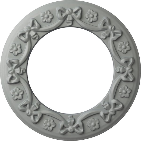 Ekena Millwork Ribbon with Bow Medallion (Canopies up to 7 1/2"), 12 1/4"OD x 7 1/2"ID x 7/8"P, Primed White CM12RI - main